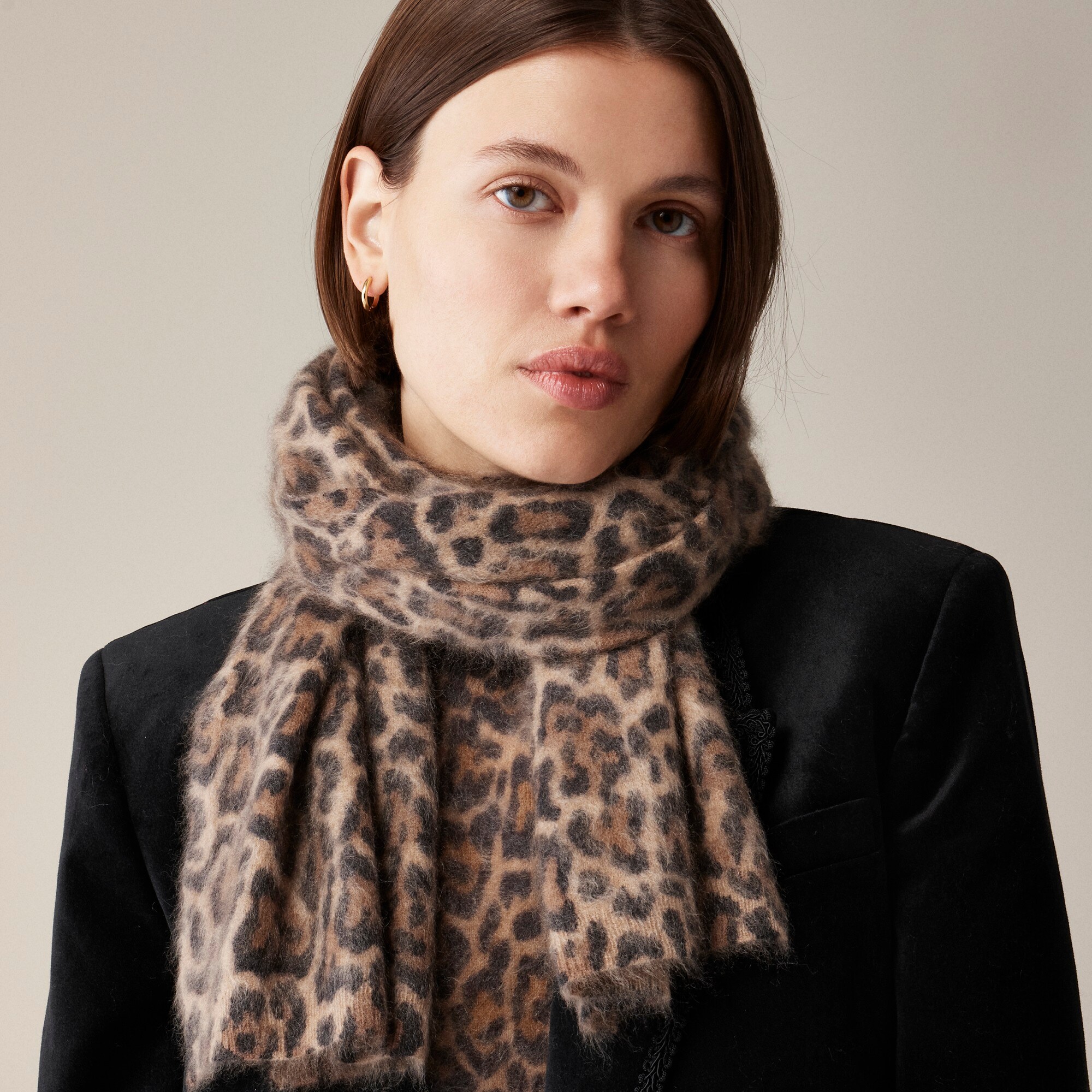 womens Brushed cashmere scarf in leopard print