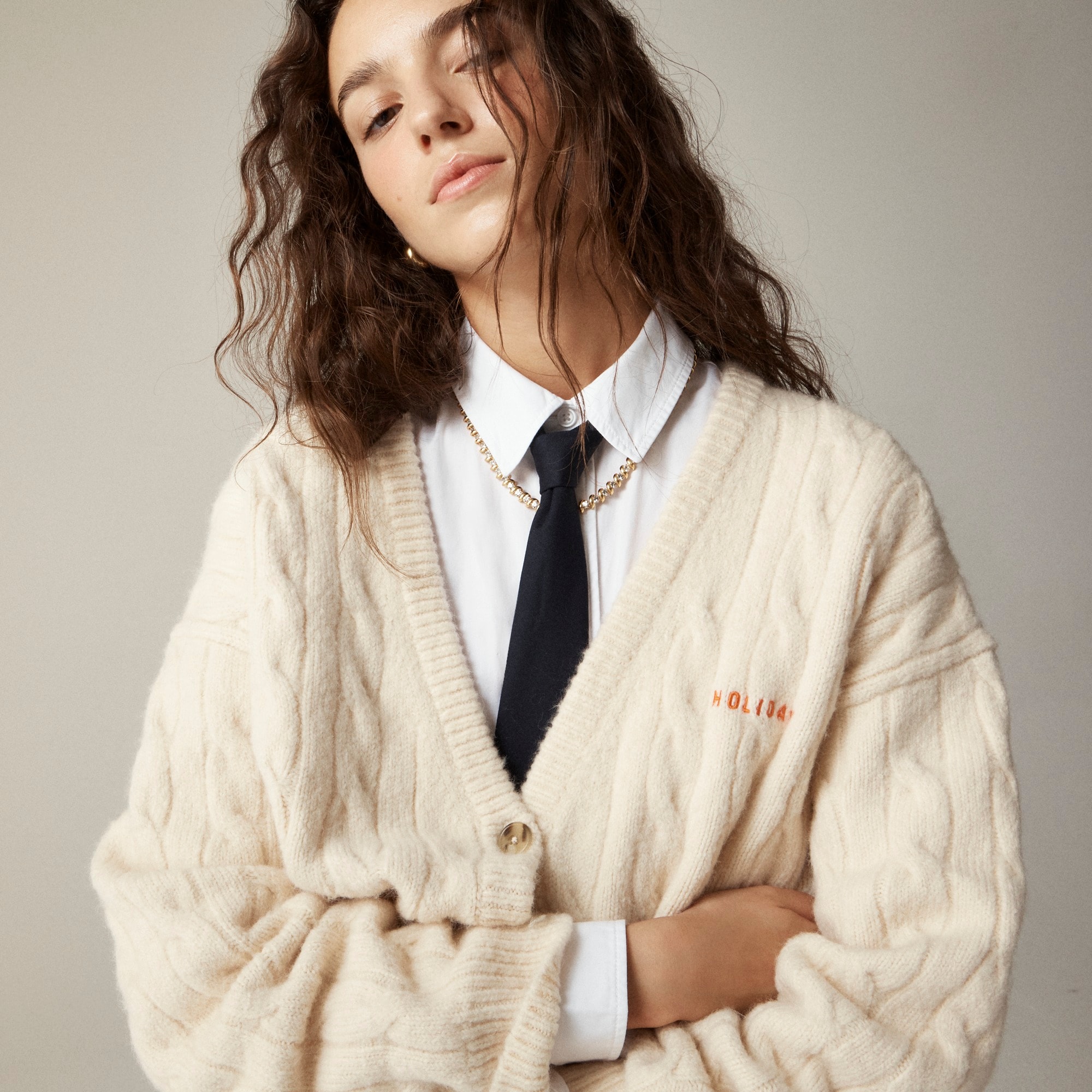  Limited-edition Holiday X J.Crew cable-knit cardigan sweater