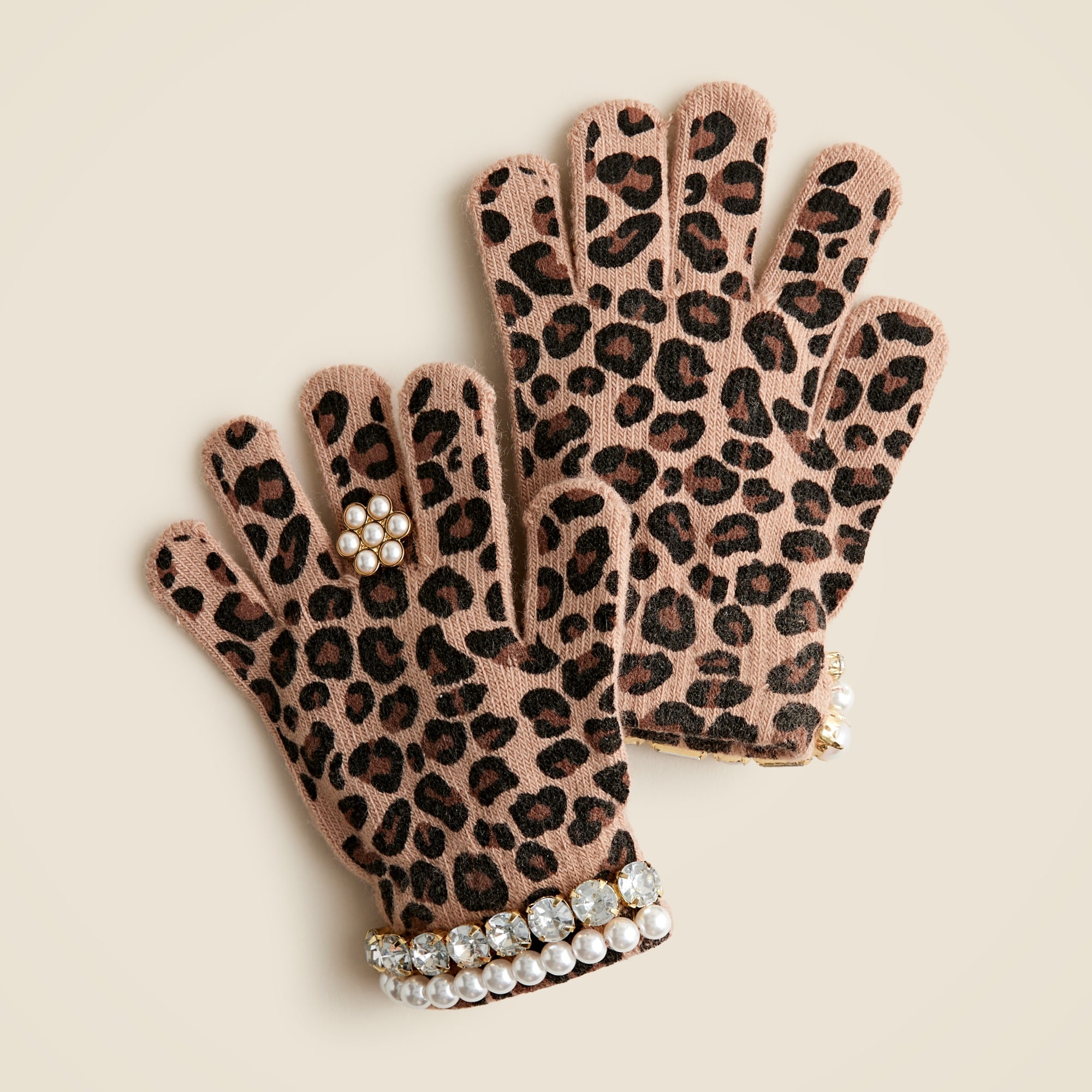 girls Super Smalls X Crewcuts girls' embellished leopard gloves