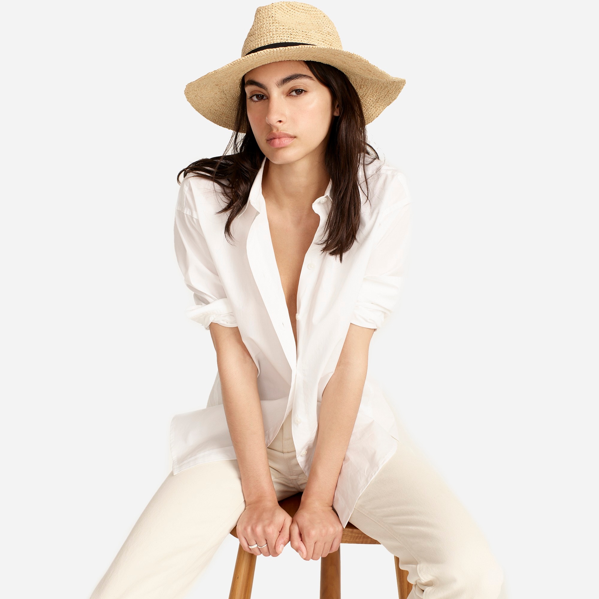 womens Wide-brim packable straw hat