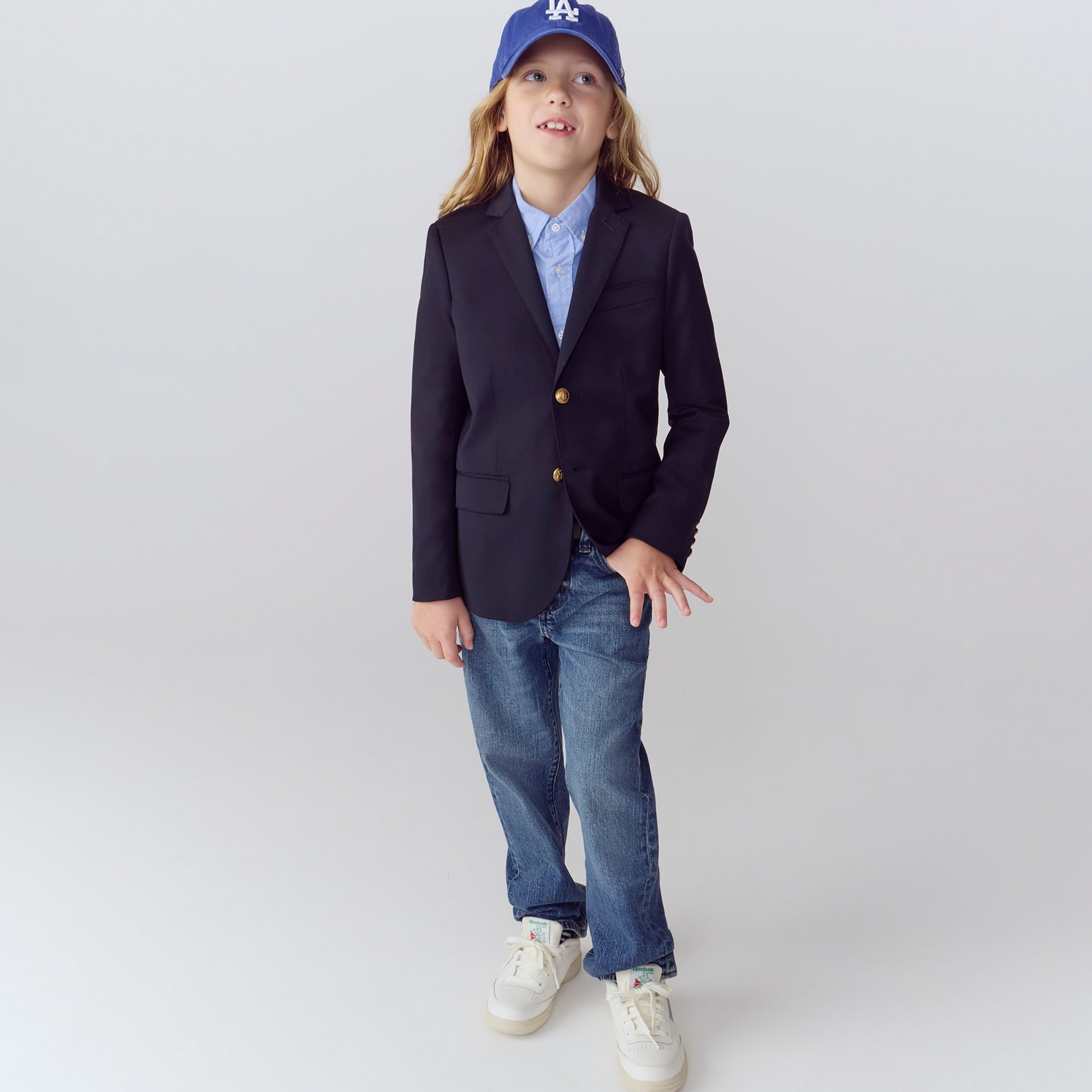 boys Boys' Ludlow two-button blazer in navy wool blend